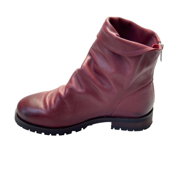 SKECHERS Women’s Boots Burgundy Leather Slouchy Ankle Cuffed Rear Zip Size 7.5M - Picture 6 of 13